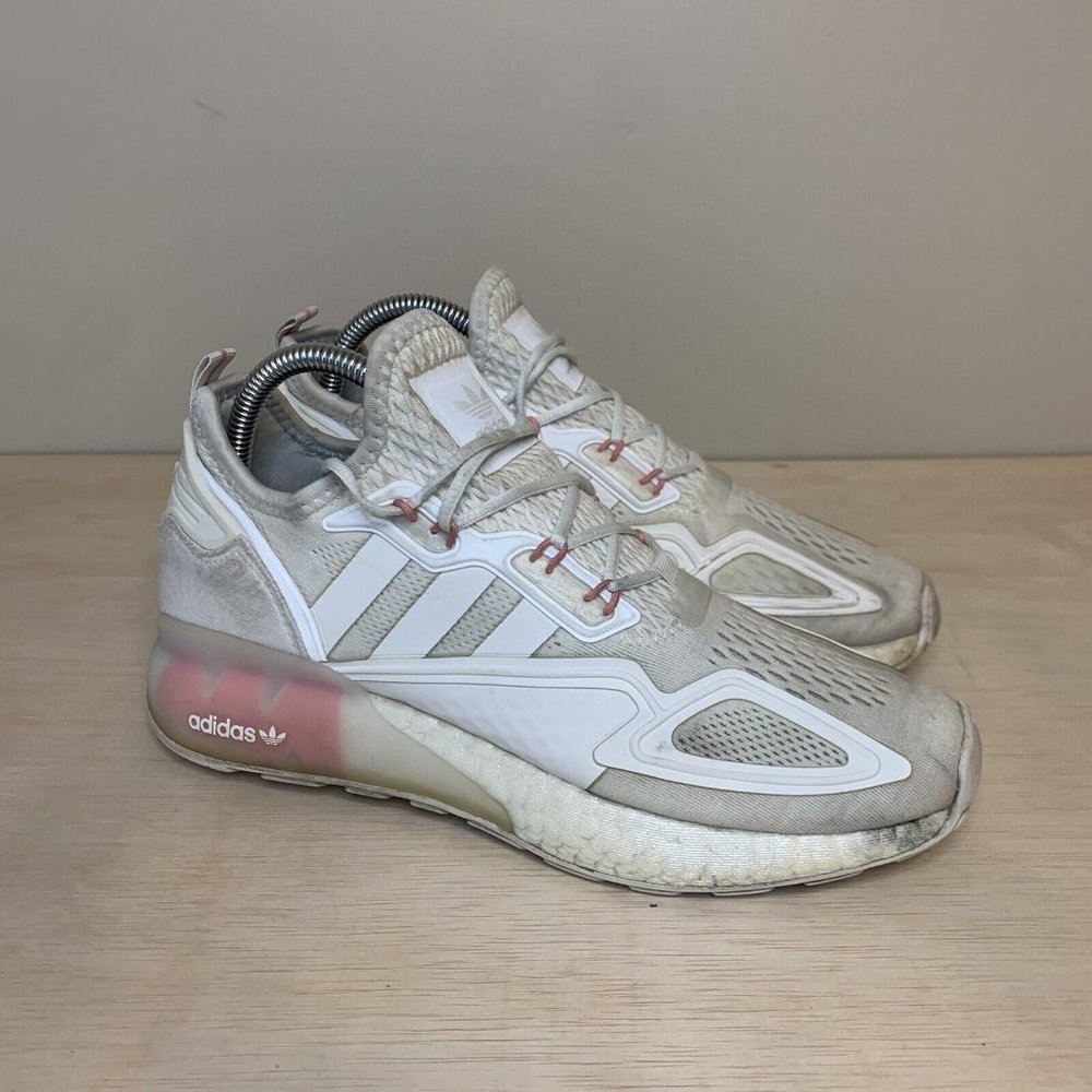 Adidas ZX 2K Boost Running Shoes White Pink FV8983 Women's Size 7.5